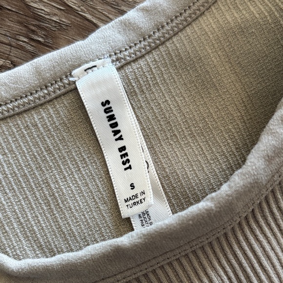Sunday Best Beige Ribbed Top - Picture 2 of 4
